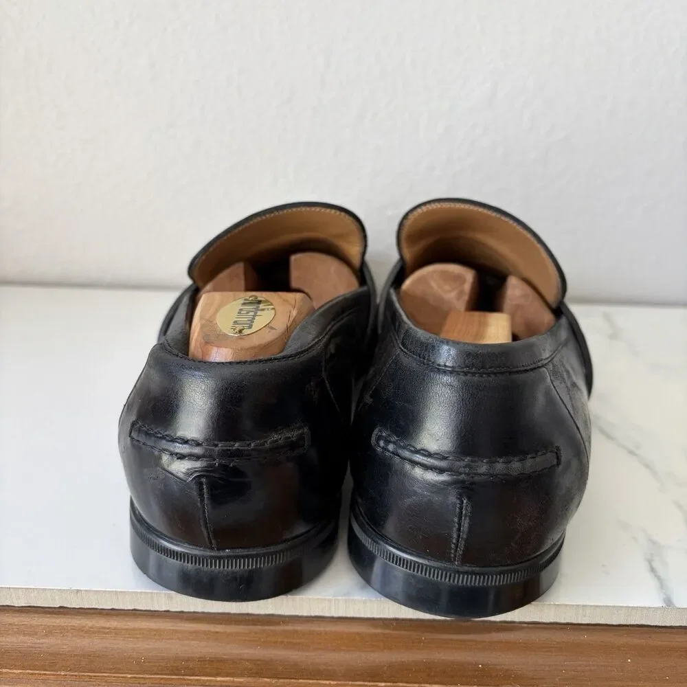 Gucci Interlocking GG Leather Slip On Loafers Size 10.5 Black